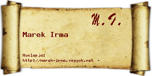 Marek Irma névjegykártya